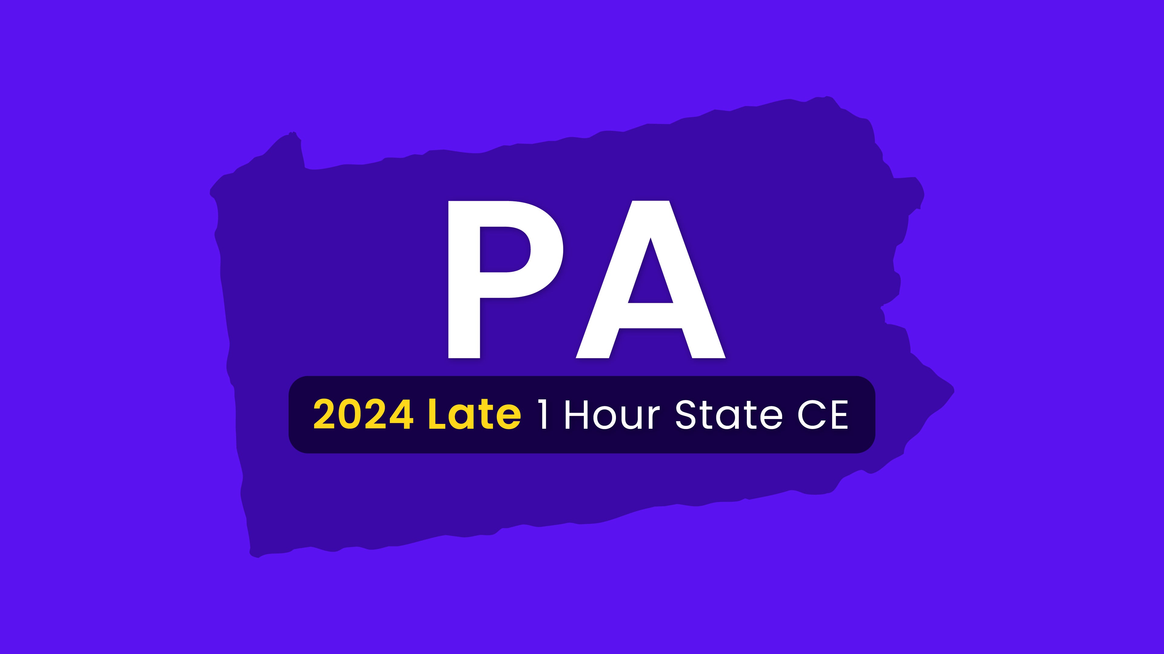 NMLS Late CE 1 Hour Pennsylvania SAFE CE 2024 (15536)